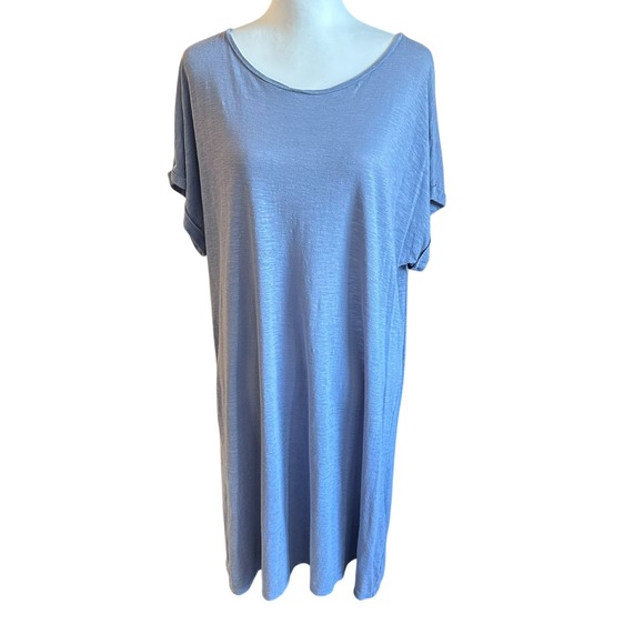 Eileen Fisher Dresses & Skirts - Eileen Fisher Dress Size Large Slate Blue/Gray Hemp Organic Cotton Blend Dress